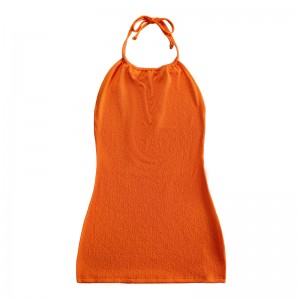 Orange ruffle klud halter rem kjole badedragt