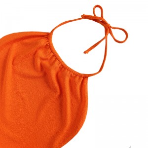 Orange ruffle klud halter rem kjole badedragt
