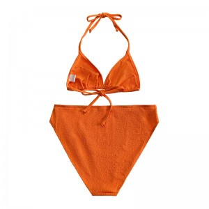 Orange Ruffle Fabric Halter, Tripod Cup, tre-delt badedragt
