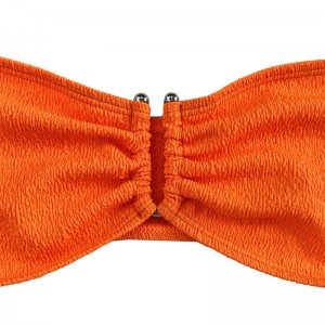 Orange ruffle stof stropløs top op u-split badedragt