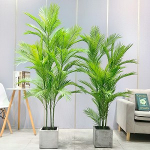 Engrosfabrikspris ARECA Palm Dypsis Lutescens Customizable Artificial Palm Tree med potte