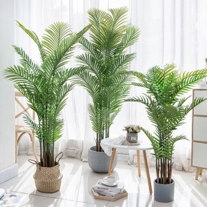 Engrosfabrikspris ARECA Palm Dypsis Lutescens Customizable Artificial Palm Tree med potte