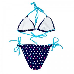 Navy Blue Multicolor Polka Dot Halter Rem To-Piece Badedragt