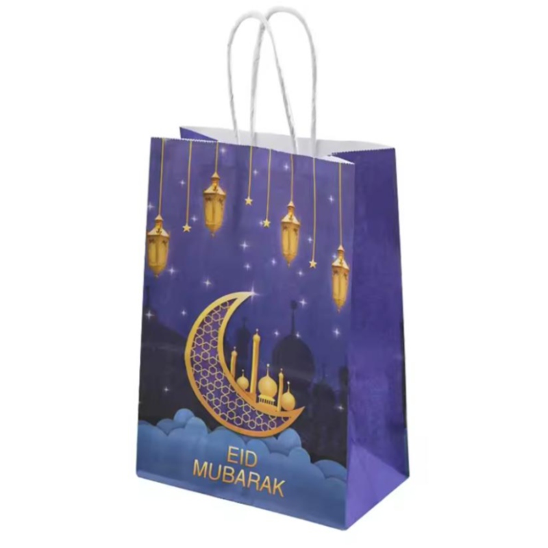 Engros Eid Mubarak Party Gift Kraft Paper Bag Islamisk muslimsk festivalparti Dekoration Ramadan Goodie Bags
