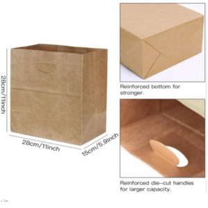 Hot Gifts Grocery Restaurant Bageri Genanvendelig Die Cut Handle Brown China Wholesale Trykt papirposer Brugerdefineret logo