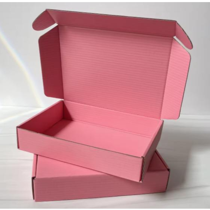Brugerdefineret logo lyserød farve kosmetisk korrugeret emballage mailer boks forsendelsesboks papirboks
