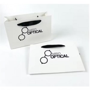 Trykt papirposer Pap Luksus Hvid Kraft Paper Giftpose med båndhåndtag til indkøbspose med dit eget logo