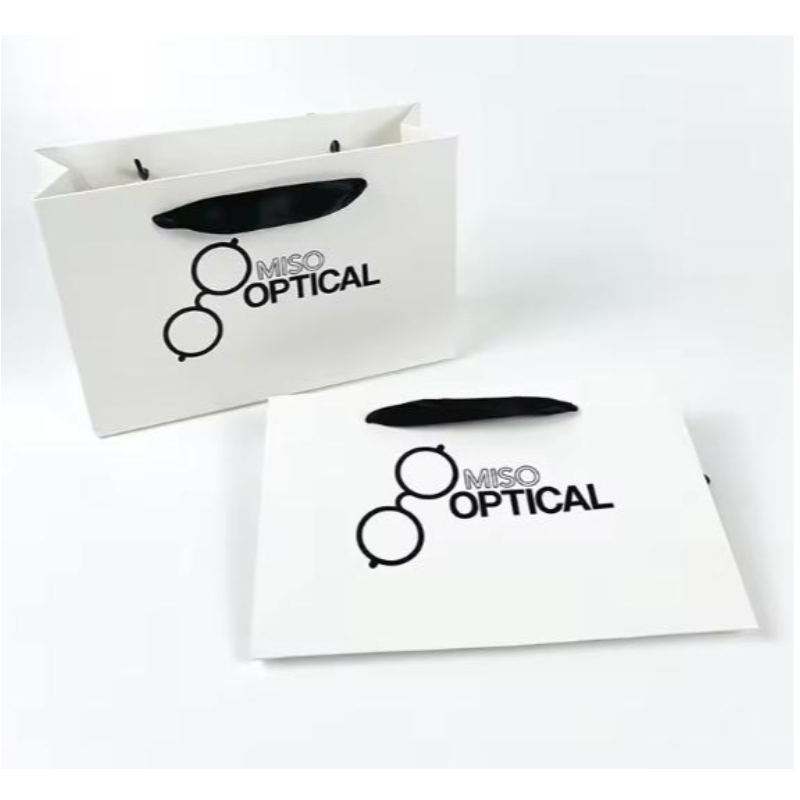 Trykt papirposer Pap Luksus Hvid Kraft Paper Giftpose med båndhåndtag til indkøbspose med dit eget logo