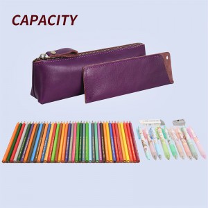 Ægte læderpen kasse, blyantmarkører Holder, Fountain Pen -tegninger Pose