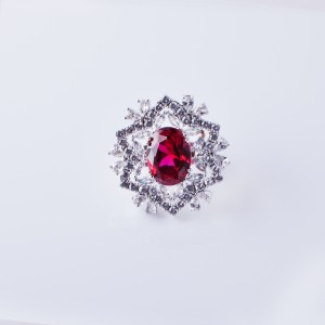 Hongde Elegant Circle med blå kubik Zirconia Engagement Rings Rustfrit stål til kvinder Bryllupsmykker Sølvfarve