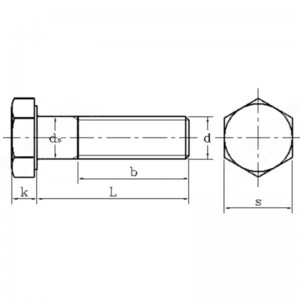 Ejendomsklasse 12.9 kulstofstål sekskantbolt