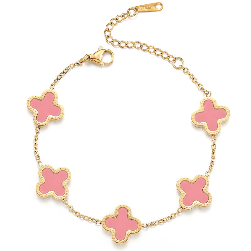 Hongde 18K guld-Belagte Mænd\'s og kvinder\'s Firkløver Lucky Armbånd