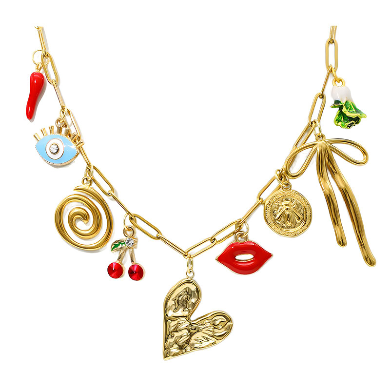 Hongde 18K Papirclips Guldkæde Halskæde Håndlavet DIY Sun Moon Star Pendant Charm Halskæde Western Ocean Seaside Beach Guld Charm Halskæde til kvinder