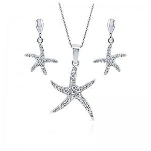 Sølvbelagt messing Søstjerne vedhæng Jewelry Company Messing poleret Søstjerne Ocean Sea Life Halskæde vedhæng med 18 æske kæde