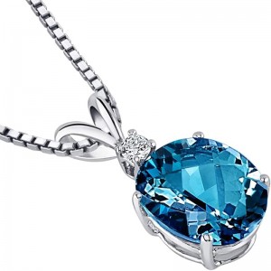 Elegant blå ædelsten vedhæng 14K hvidguld ædelsten Oval 10x8 mm, december fødselssten halskæde