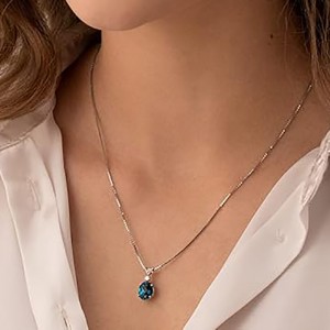 Elegant blå ædelsten vedhæng 14K hvidguld ædelsten Oval 10x8 mm, december fødselssten halskæde