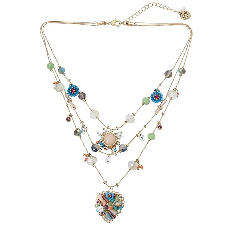 Boho Bloom Multi-Lag hjerte vedhæng halskæde