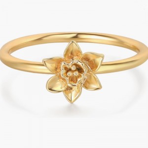 Udsøgt 18K guld-Plettet 925 Sterling Silver Floral Ring med delikat blomstrende blomsterdesign - Elegant og letvægtsnatur-Inspirerede smykker til kvinder