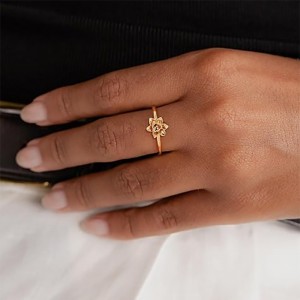 Udsøgt 18K guld-Plettet 925 Sterling Silver Floral Ring med delikat blomstrende blomsterdesign - Elegant og letvægtsnatur-Inspirerede smykker til kvinder