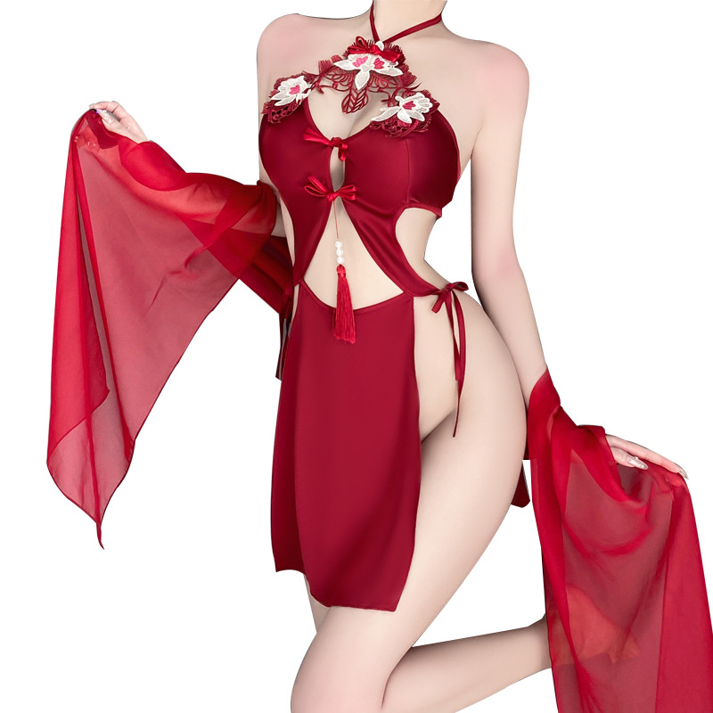 Retro - Style sexet lingeri sæt til kvinder: grime - Hals med slips - op detaljer, delikat broderi, ren - endnu - lokkende stil, hul - ud og rygfri design, i en uniform - Inspireret look 4291Price:$169.99