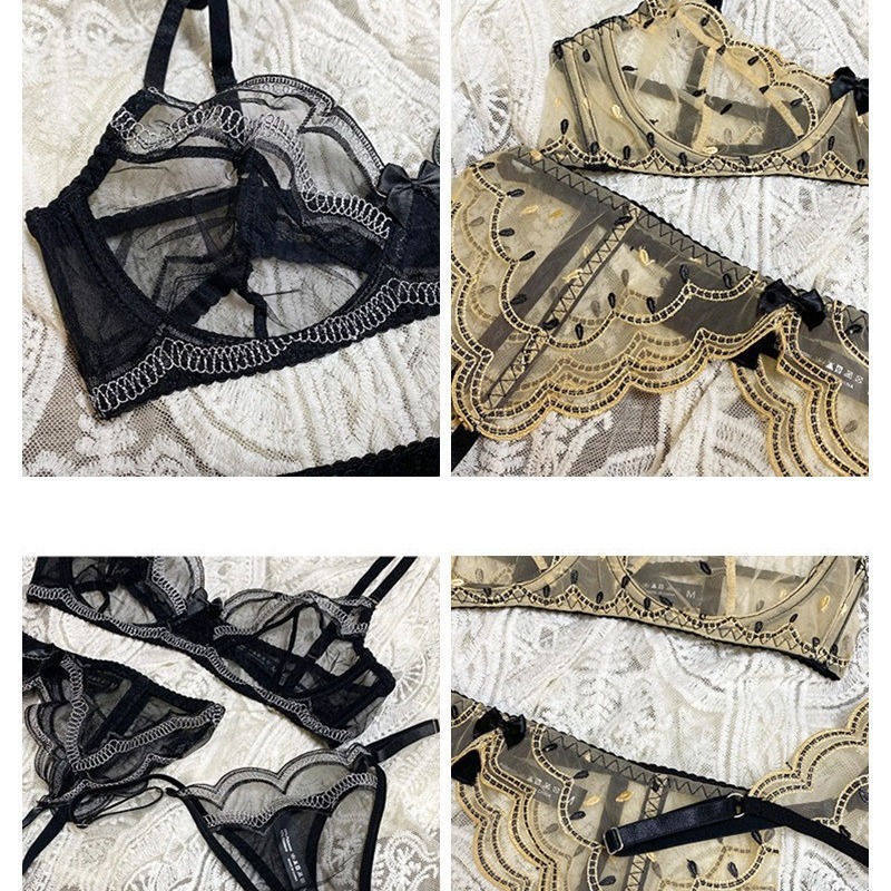 Europæiske og amerikanske ins - Stil sexet lingeri. Ultra - Tynd plus - Størrelse Lace erotisk lingeri. Bh -sæt, der får store bryster til at virke mindre og forhindrer sagging (tre - stykke sæt).Wlv255Price:$159.99