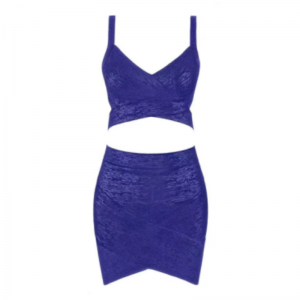 Sommerguld trykt strik camisole, hip wrapnederdel sæt