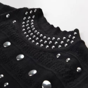 Sommerdollar krave ærmeløs skulder ruffle, metalliske strikkekjoler