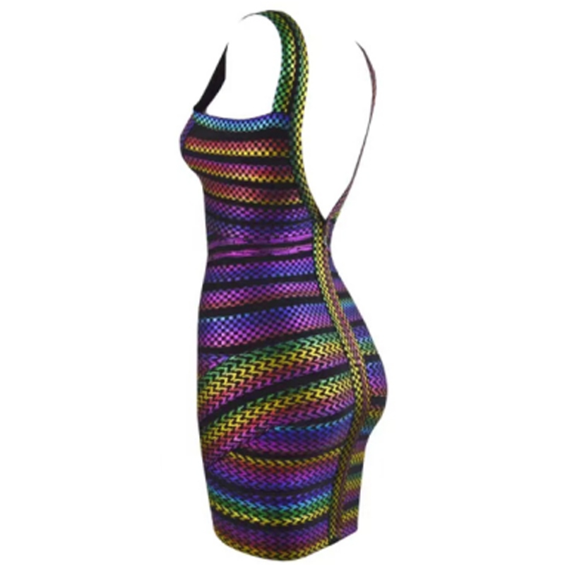 Sommer v-Hals farverige striber gummibånd splejsning halter stramme pakke hofte kjoler