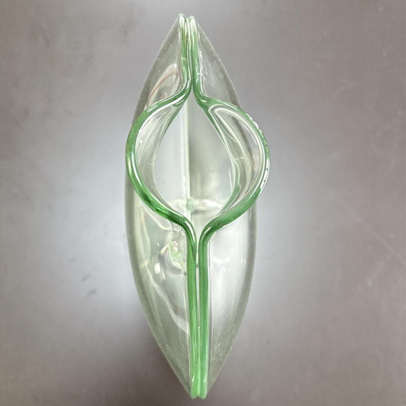 Zhongtai rustfrit stål fisk mundform buet rundt højt-Gennemsigtighedsvase med 23 cm metalbase til blomsterarrangement