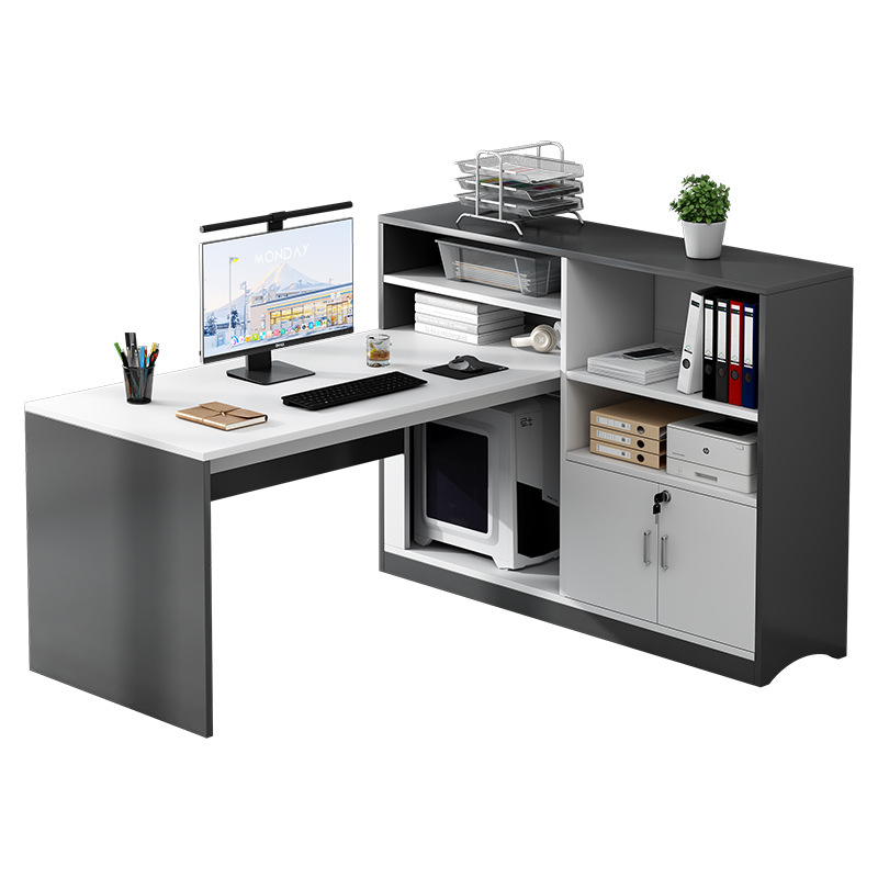KW01 stil kontorbord - 2-4 Person Luxe Modern Workstation med opbevaringsskab, Executive Office Furniture Combination skrivebord til personalet